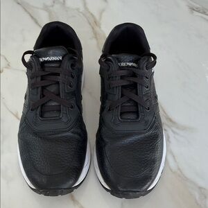 Emporio Armani Men's Black and White Sneakers